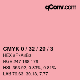 カラーコード: CMYK 0 / 32 / 29 / 3 | qconv.com