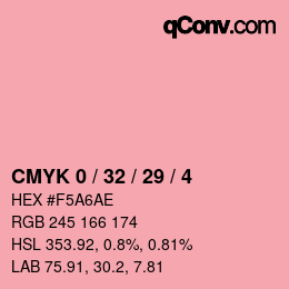 カラーコード: CMYK 0 / 32 / 29 / 4 | qconv.com