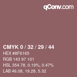 カラーコード: CMYK 0 / 32 / 29 / 44 | qconv.com