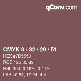 Color code: CMYK 0 / 32 / 29 / 51 | qconv.com