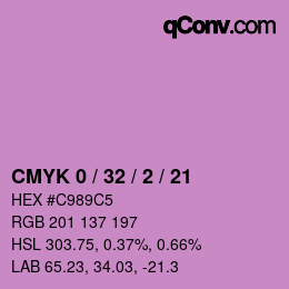 カラーコード: CMYK 0 / 32 / 2 / 21 | qconv.com