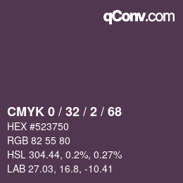 カラーコード: CMYK 0 / 32 / 2 / 68 | qconv.com