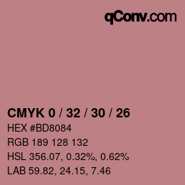 カラーコード: CMYK 0 / 32 / 30 / 26 | qconv.com