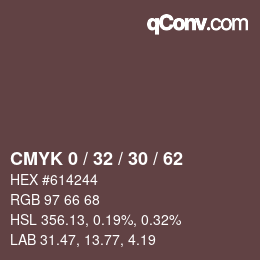 Color code: CMYK 0 / 32 / 30 / 62 | qconv.com