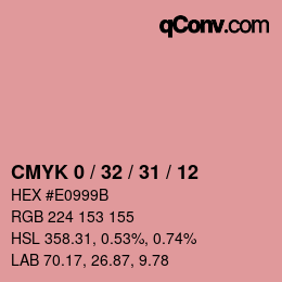 カラーコード: CMYK 0 / 32 / 31 / 12 | qconv.com