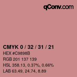 カラーコード: CMYK 0 / 32 / 31 / 21 | qconv.com