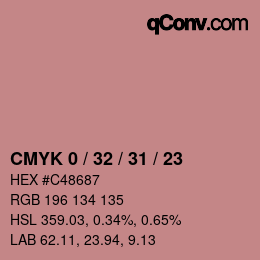 Farbcode: CMYK 0 / 32 / 31 / 23 | qconv.com
