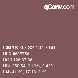 Code couleur: CMYK 0 / 32 / 31 / 50 | qconv.com