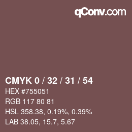 カラーコード: CMYK 0 / 32 / 31 / 54 | qconv.com