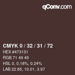 Color code: CMYK 0 / 32 / 31 / 72 | qconv.com