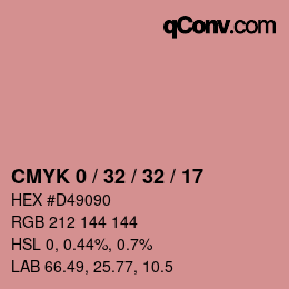 カラーコード: CMYK 0 / 32 / 32 / 17 | qconv.com