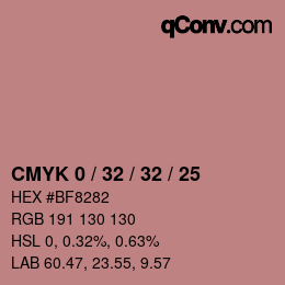 カラーコード: CMYK 0 / 32 / 32 / 25 | qconv.com
