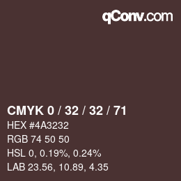 カラーコード: CMYK 0 / 32 / 32 / 71 | qconv.com