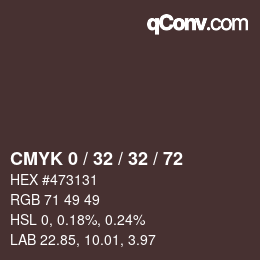 カラーコード: CMYK 0 / 32 / 32 / 72 | qconv.com