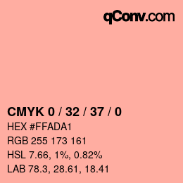 カラーコード: CMYK 0 / 32 / 37 / 0 | qconv.com