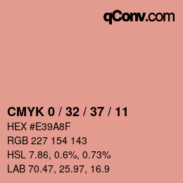 カラーコード: CMYK 0 / 32 / 37 / 11 | qconv.com
