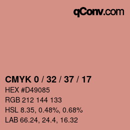 カラーコード: CMYK 0 / 32 / 37 / 17 | qconv.com