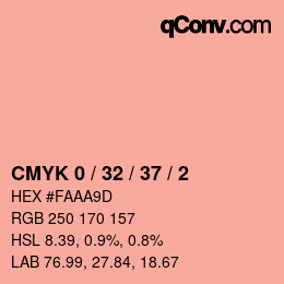 カラーコード: CMYK 0 / 32 / 37 / 2 | qconv.com