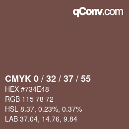 カラーコード: CMYK 0 / 32 / 37 / 55 | qconv.com