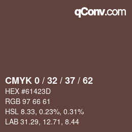 カラーコード: CMYK 0 / 32 / 37 / 62 | qconv.com