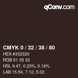 カラーコード: CMYK 0 / 32 / 38 / 80 | qconv.com