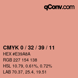 カラーコード: CMYK 0 / 32 / 39 / 11 | qconv.com