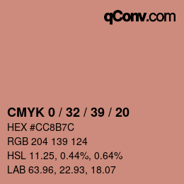 Farbcode: CMYK 0 / 32 / 39 / 20 | qconv.com
