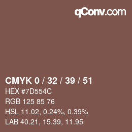 カラーコード: CMYK 0 / 32 / 39 / 51 | qconv.com