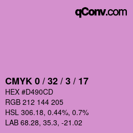 カラーコード: CMYK 0 / 32 / 3 / 17 | qconv.com