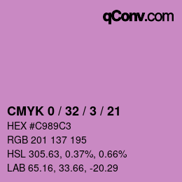 カラーコード: CMYK 0 / 32 / 3 / 21 | qconv.com