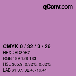 颜色代码: CMYK 0 / 32 / 3 / 26 | qconv.com