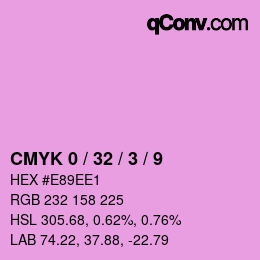 カラーコード: CMYK 0 / 32 / 3 / 9 | qconv.com
