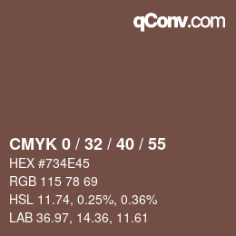 カラーコード: CMYK 0 / 32 / 40 / 55 | qconv.com