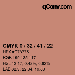 Farbcode: CMYK 0 / 32 / 41 / 22 | qconv.com