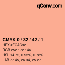 カラーコード: CMYK 0 / 32 / 42 / 1 | qconv.com