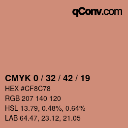 Farbcode: CMYK 0 / 32 / 42 / 19 | qconv.com