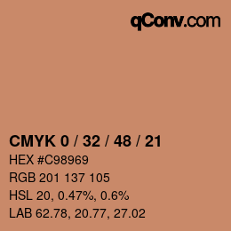 Color code: CMYK 0 / 32 / 48 / 21 | qconv.com