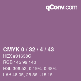 カラーコード: CMYK 0 / 32 / 4 / 43 | qconv.com