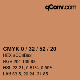 Código de color: CMYK 0 / 32 / 52 / 20 | qconv.com