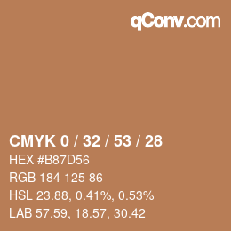 Color code: CMYK 0 / 32 / 53 / 28 | qconv.com