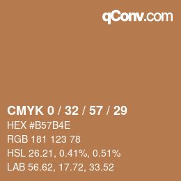 Color code: CMYK 0 / 32 / 57 / 29 | qconv.com