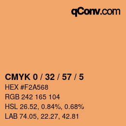 カラーコード: CMYK 0 / 32 / 57 / 5 | qconv.com