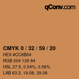 Color code: CMYK 0 / 32 / 59 / 20 | qconv.com