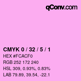 カラーコード: CMYK 0 / 32 / 5 / 1 | qconv.com