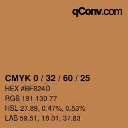 カラーコード: CMYK 0 / 32 / 60 / 25 | qconv.com