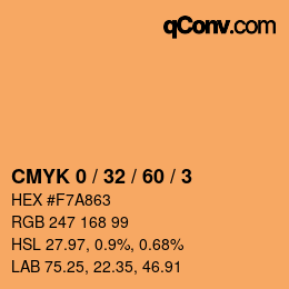 Farbcode: CMYK 0 / 32 / 60 / 3 | qconv.com