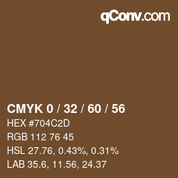 カラーコード: CMYK 0 / 32 / 60 / 56 | qconv.com