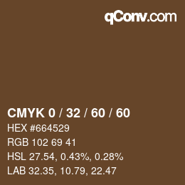 カラーコード: CMYK 0 / 32 / 60 / 60 | qconv.com