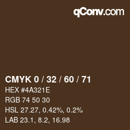 颜色代码: CMYK 0 / 32 / 60 / 71 | qconv.com