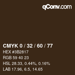 カラーコード: CMYK 0 / 32 / 60 / 77 | qconv.com